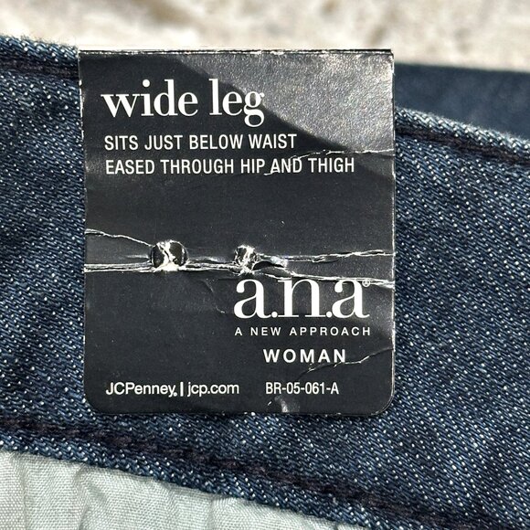 NEW ANA Jeans Size 16W Blue Wide Leg Stretch Denim Belted Cuffed Dark Wash - Picture 5 of 10